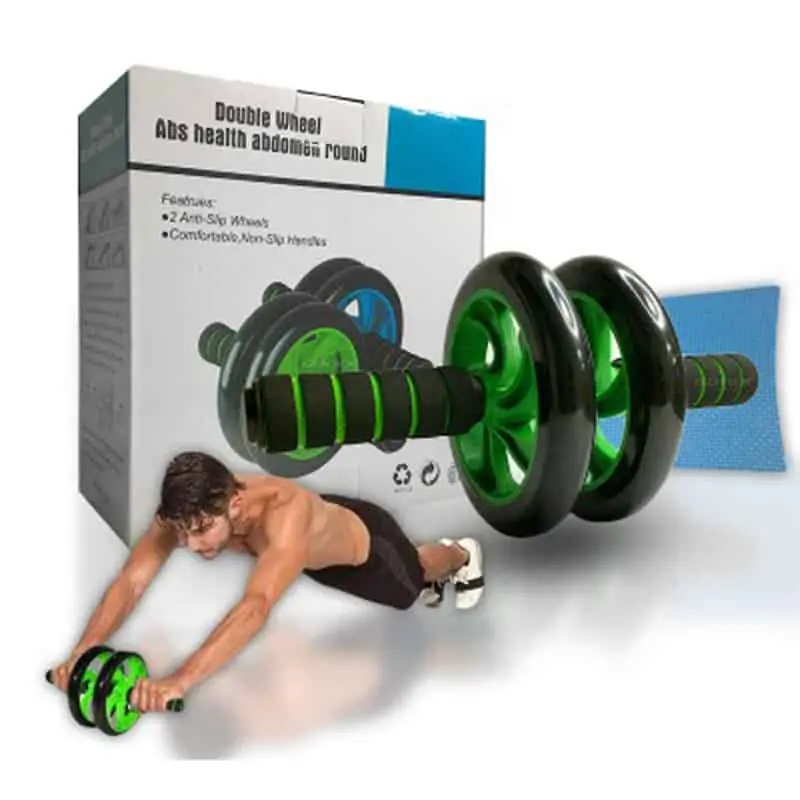 rueda abdominal rollout ejercicio tonificador doble rodillo tapete Roue abdominale de haute qualité et résistante