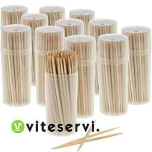 Pique-dent en bambou à deux têtes avec boîte, outil de nettoyage des dents pratique pour le restaurant, à la maison, l'hôtel etc