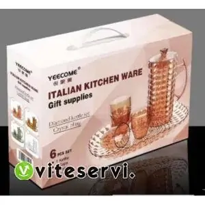 Ensemble de 6pcs carafe, verre plus plateau