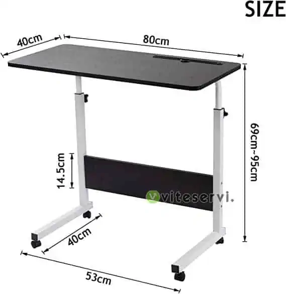 61gV v X0TL. AC SX569 Table de chevet réglable en hauteur demontable table d'ordinateur portatif à roulette Table de lit et de canapé à design Moderne