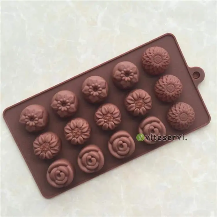 Moules de 15 fleurs a chocolat differents moule a gelee de silicone de qualite alimentaire FDA bricolage moule a savon fait a la main 5 Moules de 15 fleurs a chocolat differents moule a gelee de silicone de qualite alimentaire FDA bricolage moule a savon fait a la main 5