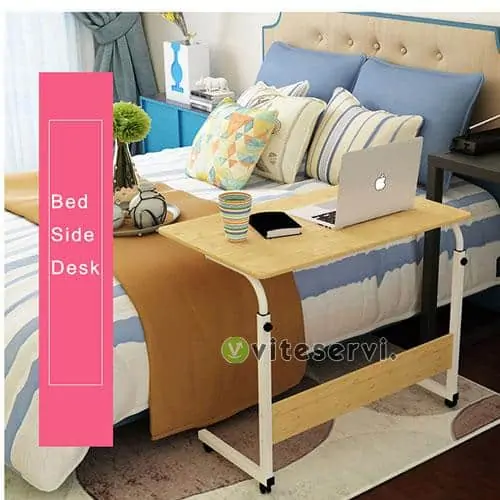 TABLE DE CHEVET REGLABLE EN HAUTEUR TABLE DORDINATEUR PORTABLE BUREAU DORDINATEUR CANAPE TABLE DAPPOINT A ROULETTES STYLE MODERNE 3 Table de chevet réglable en hauteur demontable table d'ordinateur portatif à roulette Table de lit et de canapé à design Moderne