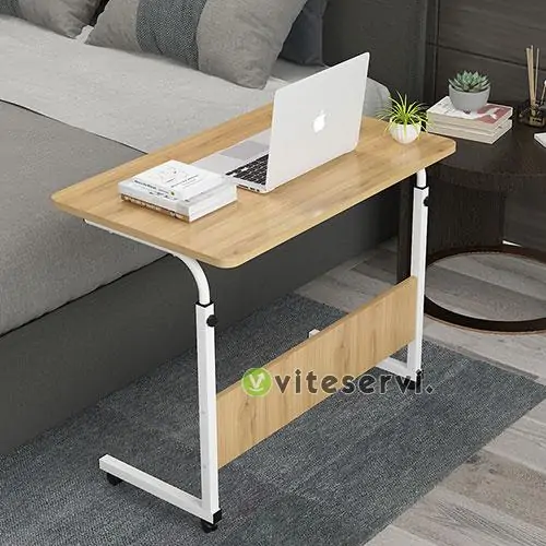 TABLE DE CHEVET REGLABLE EN HAUTEUR TABLE DORDINATEUR PORTABLE BUREAU DORDINATEUR CANAPE TABLE DAPPOINT A ROULETTES STYLE MODERNE 4 Table de chevet réglable en hauteur demontable table d'ordinateur portatif à roulette Table de lit et de canapé à design Moderne