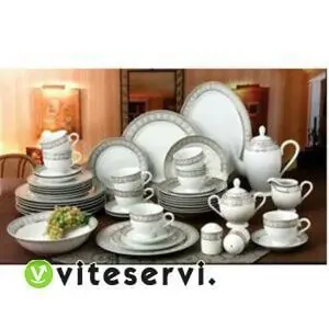 Ensemble d'Assiettes et Tasses de 49 Pièces