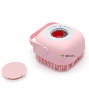 Brosse de bain et de douche exfoliante de massage en silicone avec distributeur de savon, épurateur de bain en silicone avec texture ultra douce, facile à nettoyer, mousse bien