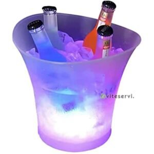 Seau à glace de 5 L à lumière LED colorée - Pour champagne, vin, boissons, bière