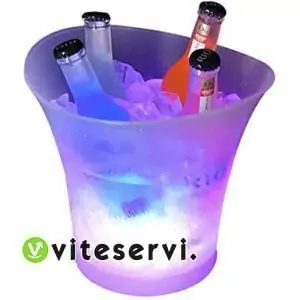 Seau à glace de 5 L à lumière LED colorée - Pour champagne, vin, boissons, bière
