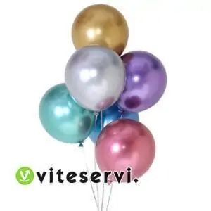 Set de 10 Ballons de baudruche gonflables en forme rond métallique chromé pour décorations de fête d'anniversaire, mariage etc