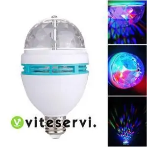 Ampoule rechargeable rotative à jeu de Lumière multicolore effet lumière de boîte de nuit
