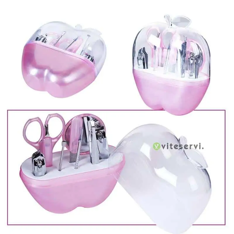 - Ensemble de manucure en forme de pomme 9 outils de soin des ongles. Coupe-ongles en acier inoxydable