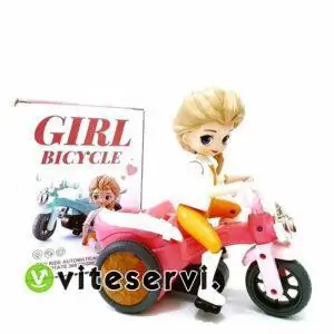 Petite conductrice de vélo à trois roues à jeu de lumière girl bicycle