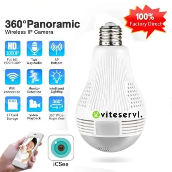Ampoule Caméra De Surveillance Sans Fil rotative 360 Degrés