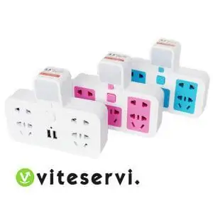 Adaptateur multiprise 4 prises et 2 port USB pour tout type de prise