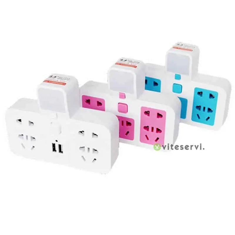 jhkthff Adaptateur multiprise 4 prises et 2 port USB pour tout type de prise