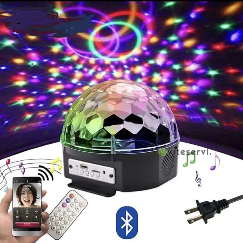 lumiere DD Ampoule à Mp3 et bluetooth rotative à jeu de Lumière multicolore effet lumière de boîte de nuit