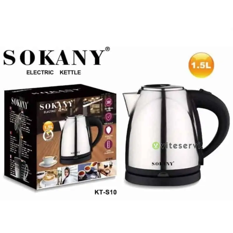 skny Bouilloire électrique SOKANY 1,5L en inox chauffe eau KT-S10