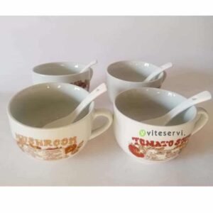 Set de 04 Tasses à soupe et cuillères de luxe 8pcs