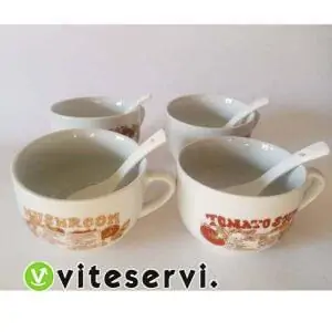 Set de 04 Tasses à soupe et cuillères de luxe 8pcs