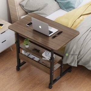 Table de lit roulante pour ordinateur portable, avec 2 casiers de taille;60x40x(69-90) cm)