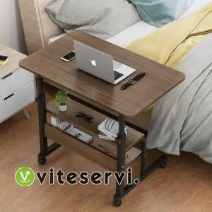 Table de lit roulante pour ordinateur portable, avec 2 casiers de taille;60x40x(69-90) cm)