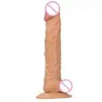 Sextoys gode réaliste de couleur chair avec un gland bombé et des veines saillantes