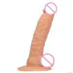 Sextoys gode réaliste de couleur chair avec un gland bombé et des veines saillantes
