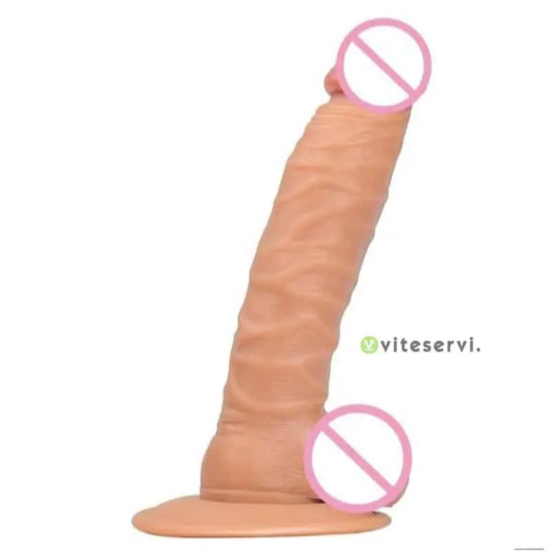 sextoys A Sextoys gode réaliste de couleur chair avec un gland bombé et des veines saillantes
