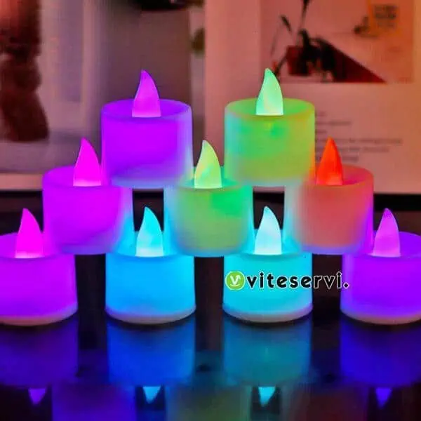 He77af6673ed546838f0329a77d0e0b3bq Bougies veilleuses multi-colores Lot de 12 pour décoration