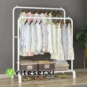 Porte vêtement à double crochet avec range chaussure