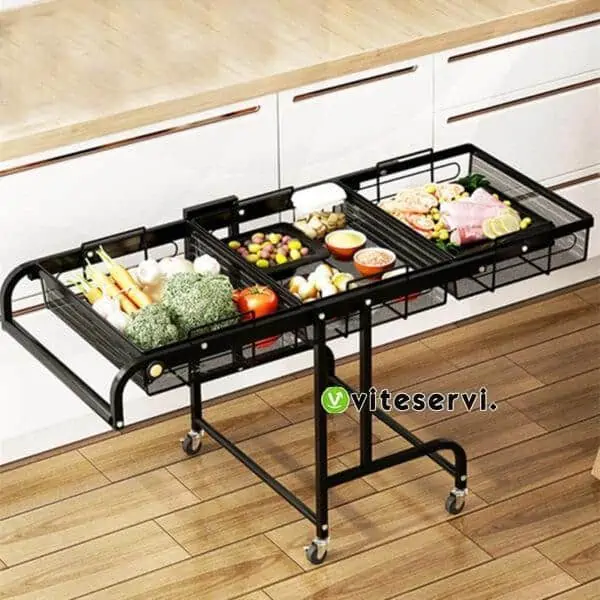 Étagère rotative à 360 degrés à roulette, panier de rangement multifonctionnel pour légumes et fruits