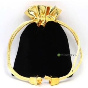 Pochette à cordon noir et doré pour bijoux