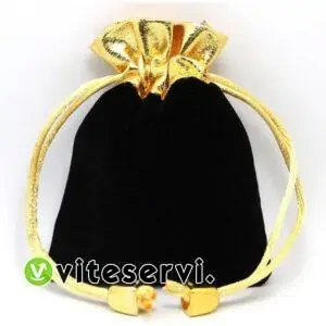 Pochette à cordon noir et doré pour bijoux