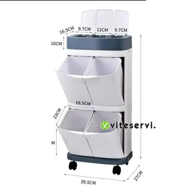 Étagère de rangement multifonction à roulette à 4 compartiment