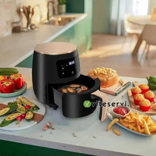 WhatsApp Image 2022 08 26 at 09.15.40 Friteuse électrique à air 6L sans huile 1200W - panier Détachable - Thermostat et minuterie Réglable à touche tactile