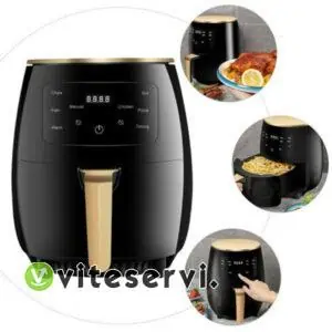 Friteuse électrique à air 6L sans huile 1200W - panier Détachable - Thermostat et minuterie Réglable à touche tactile