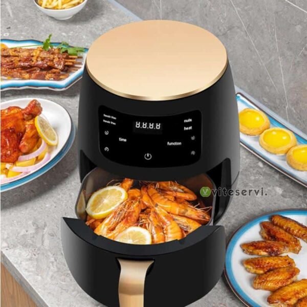WhatsApp Image 2022 08 26 at 09.15.41 Friteuse électrique à air 6L sans huile 1200W - panier Détachable - Thermostat et minuterie Réglable à touche tactile