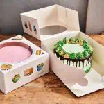 2 boites a gateaux carre 26cm sur 12cm haut motif gateau
