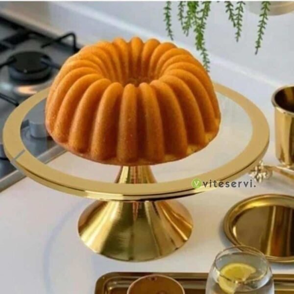 Presentoir a gateau au bord dore Présentoir à Gâteaux avec bordure dorée