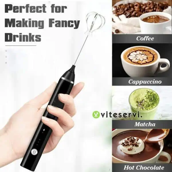 Fouet et Mousseur à lait électrique rechargeable 2 en 1