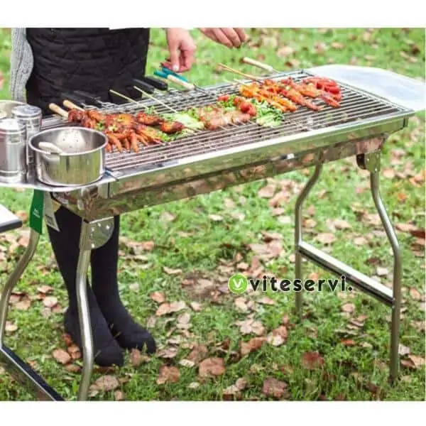 Barbecue à charbon pliable en acier inoxydable