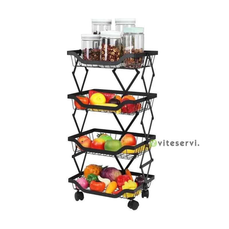 Etagere de cuisine Étagère de rangement pliable multifonction à roulette