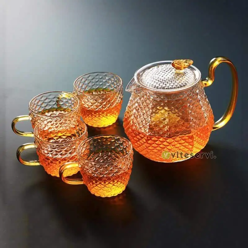 KATAHigh th i re en verre Borosilicate filtre bulles r sistante aux hautes temp ratures motif.jpg 640x640 1 Théière à filtre à bulles plus 4 tasses en verre trempé