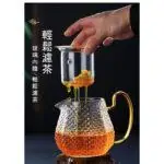 Théière à filtre à bulles plus 4 tasses en verre trempé