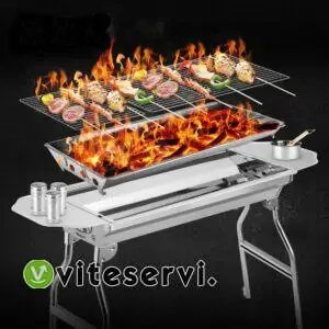 Barbecue à charbon pliable en acier inoxydable