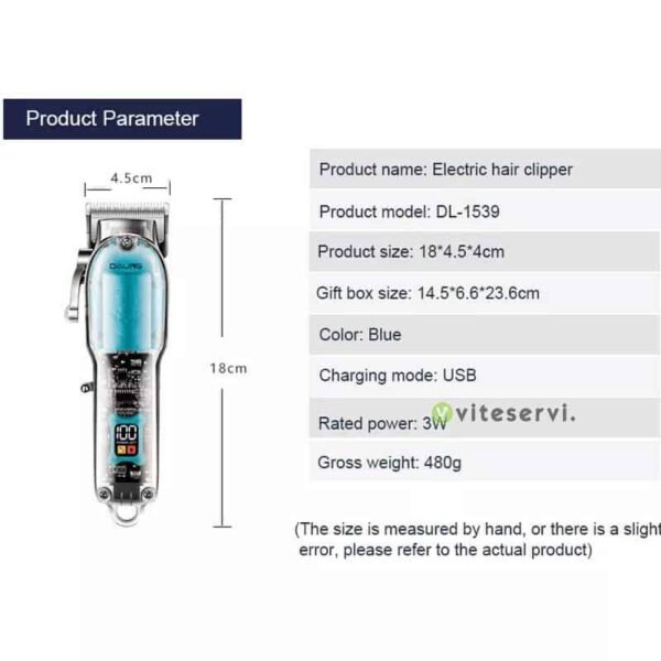 Tondeuse professionnelle rechargeable Darling transparent model 1539