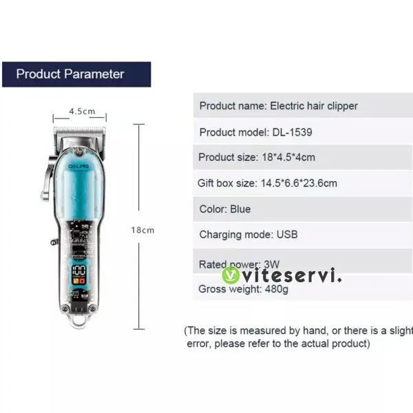 Tondeuse professionnelle rechargeable Darling transparent model 1539