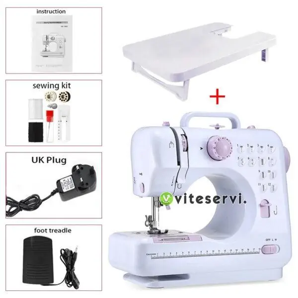 Machine à Coudre Portable à pédale, Machine à Coudre Électrique Réglable à Double Fil À 2 Vitesses avec changement de direction, Machine à Coudre vêtement cuir ou perruque