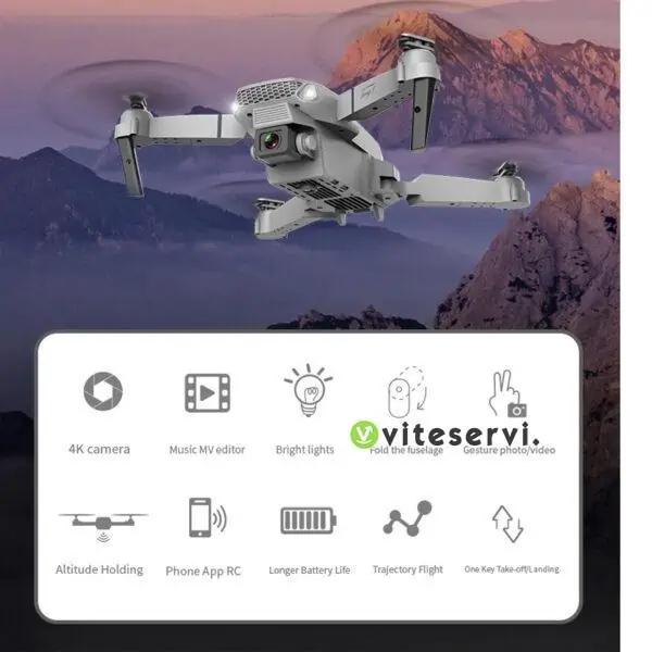 Mini drone E88 Pro 4k HD, double caméra, positionnement visuel, 1080P WiFi FPV