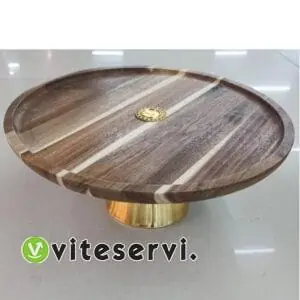 Présentoir de décoration de gâteau rond en bois