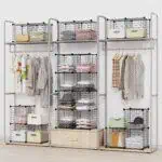 Lot de 6 étagères de rangement multifonctions en fil métallique pour armoire, placard, bibliothèque, parfait pour le bureau, le salon, la cuisine, la salle de bain